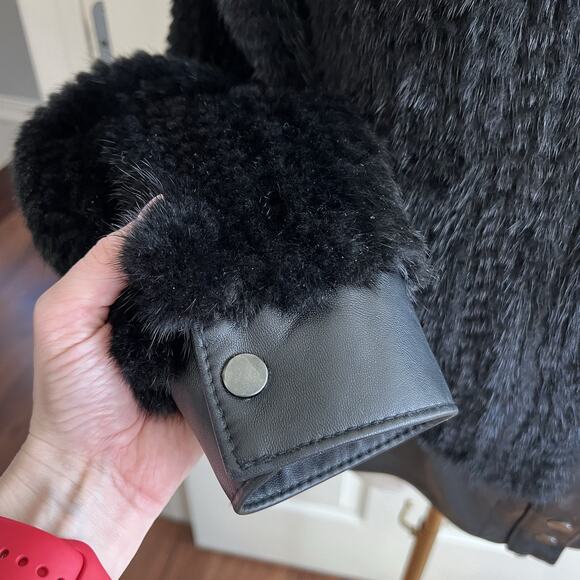 PELLESSIMO Paris Vintage Genuine Black Mink Fur Leather Bomber Jacket Sz M - Picture 4 of 16
